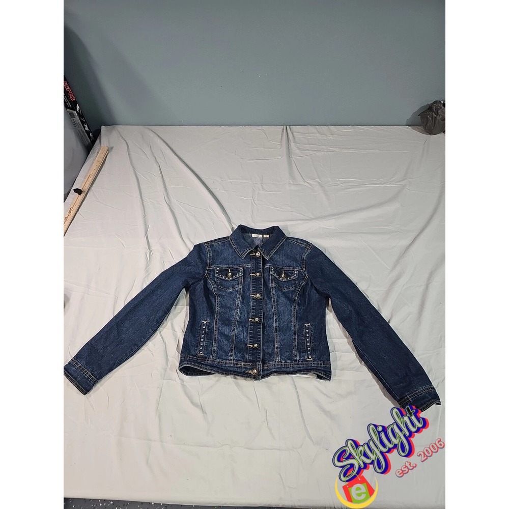 Catos Women's Rhinestone Button Down Denim Jacket Size‎ Small